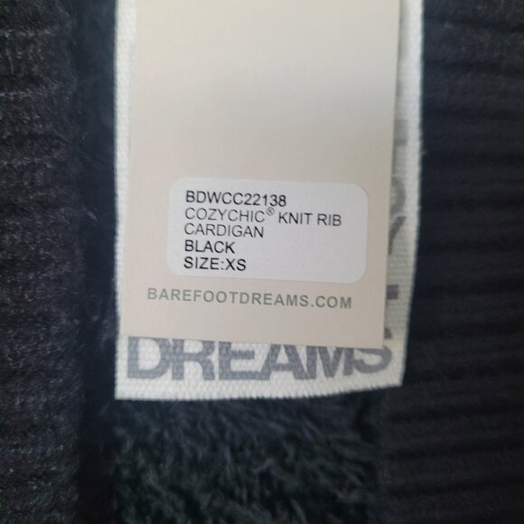 NWT BAREFOOT DREAMS CozyChic Knit Rib Cardigan in Black Size XS - Picture 3 of 6